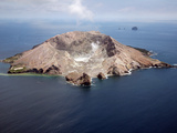 Aerial View of White Island Volcano with Central Acidic Crater Lake  Bay of Plenty  New Zealand