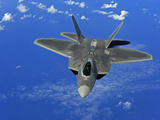 A US Air Force F-22 Raptor in Flight Near Guam