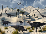 Dinosaurs Gather at a Life Saving Oasis