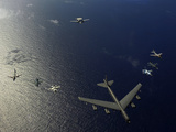 A US Air Force B-52 Stratofortress Aircraft Leads a Formation of Aircraft