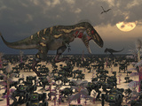 A Pair of Nanotyrannus Amongst an Invasion of Migrating Robots
