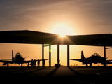 Two Embraer A-29 Super Tucano Aircraft Parked in the Hangar at Natal Air Force Base  Brazil