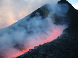 Lava Flowing from Base of Hornito During Eruption of Mount Etna Volcano  Sicily  Italy