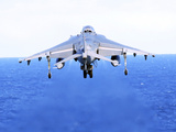 An AV-8B Harrier Jet Launches Off the Flight Deck of USS Peleliu