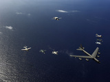 A US Air Force B-52 Stratofortress Aircraft Leads a Formation of Aircraft