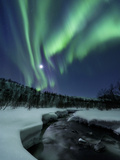 Aurora Borealis over Blafjellelva River in Troms County  Norway