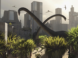 Omeisaurus Sauropods Explore a Mysterious City Which Has Shifted in Time