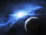 A Paradise World with a Huge City Looks Out on a Beautiful Nebula