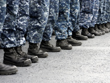 Low Section View of Sailors Forming Ranks for an Award Ceremony