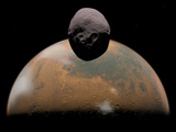 Artist's Concept of Mars and its Tiny Moon Phobos