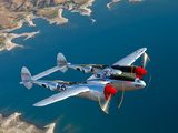 A Lockheed P-38 Lightning Fighter Aircraft in Flight