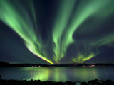 Aurora Borealis over Tjeldsundet in Troms County  Norway