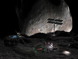 Artist's Concept of a Mining Settlement on the Double Asteroid 90 Antiope