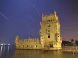 The Sirius Star and Constellation Orion Setting Behind the Bélem Tower in Lisbon  Portugal