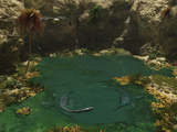 A Pair of Elasmosaurus Engage in a Swimming Courtship Dance