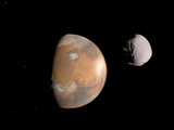 Artist's Concept of Mars and it's Moon  Dione