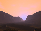 Illustration of a Martian Sunrise from Within a Deep Canyon