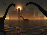 Dinosaurs Feed Near the Shores of the Famed Lost City of Atlantis