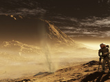 A Lone Astronaut Drills into the Regolith of Gale Crater