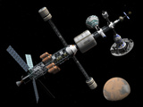 A Manned Mars Cycler Space Station Approaches the Planet Mars