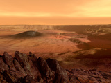 The View from the Rim of the Caldera of Olympus Mons on Mars
