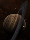 Artist's Concept of a Ringed Gas Giant and its Moons