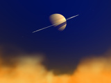 Artist's Concept of Saturn Amongst the Hydrocarbon Haze of its Moon Titan
