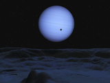 Artist' Concept of Neptune as Seen from its Largest Moon Triton