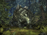 A Crichtonsaurus Crosses Paths with a Pair of Frogs Within a Cretaceous Forest