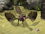 An Archaeopteryx Depicted Near the Shore of the Tethys Sea