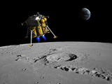 A Lunar Lander Begins its Descent to the Moon's Surface