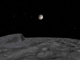 Artist's Concept of a View across the Surface of Themisto Towards Jupiter and its Moons