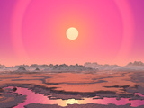 Artist's Concept of a Red Giant over a Hypothetical Planet