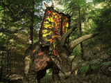 A Colorful Pentaceratops Wanders a Cretaceious Forest