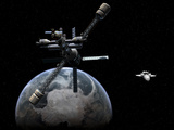 Artist's Concept of a Lunar Cycler Approaching Earth