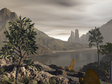 A Pair of Carnivorous Dimetrodon Explore an Early Permian Landscape