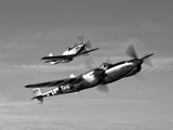 A P-38 Lightning and P-51D Mustang in Flight