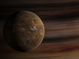 Artist's Concept of a Mars-Like Moon in Front of a Gas Giant