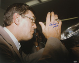 Al Arbour Autographed HOF 96 Drinking From Stanley Cup Photograph