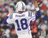 Peyton Manning Autographed White Jersey Throwing vs Bills Horizontal Photograph
