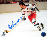 Rod Gilbert Autographed New York Rangers White Jersey Horizontal Photograph