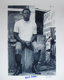 Hank Aaron Autographed Sitting On Garbage Can Photograph - Signed By Photographer Ken Regan