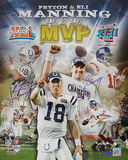 Peyton / Eli Manning Dual Signed 'Back to Back MVP' Collage Photo