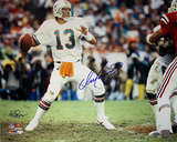 Dan Marino Autographed Miami Dolphins Home Jersey Dropping Back to Pass Horizontal Photograph - Sig