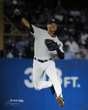 Derek Jeter Jump Throw Pinstripe Jersey Vertical Photo (MLB Auth)