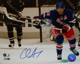 Chris Drury Autographed Skating Up Ice Sepia Tone Photograph