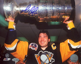 Mario Lemieux Autographed Stanley Cup Overhead Horizontal Photograph