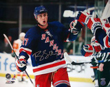 Brandon Dubinsky Autographed Rangers Blue Jersey Celebration Horizontal Photograph