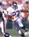 Rodney Hampton Autographed Giants Rushing White Jersey Photograph