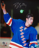 Brandon Dubinsky Autographed Rangers Blue Jersey Holding Up The Puck Vertical Photograph